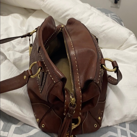 Coach Whiskey Leather Andrea Hampton Satchel - Picture 4 of 10